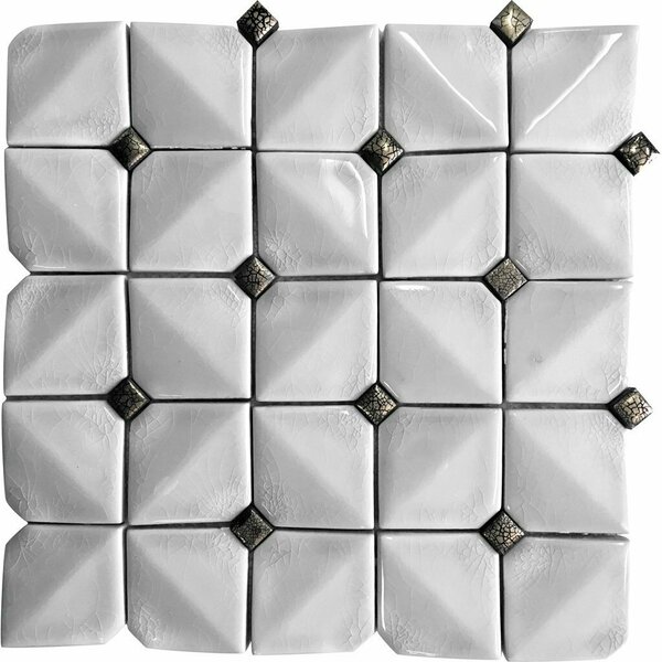Apollo Tile White 12 in x 12 in Ceramic Glossy Wall Mosaic Tile 5 sqft/case, 5PK APLCMC8804A